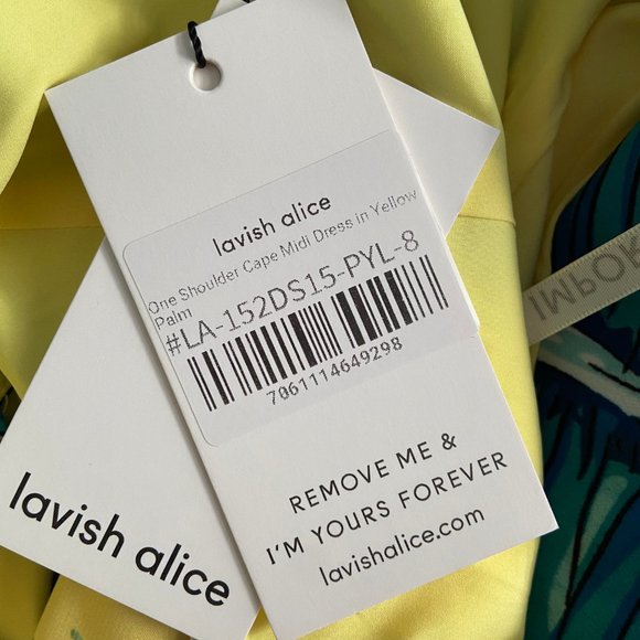 Lavish Alice - One Shoulder Cape Midi Dress In Yellow Palm - Picture 7 of 7